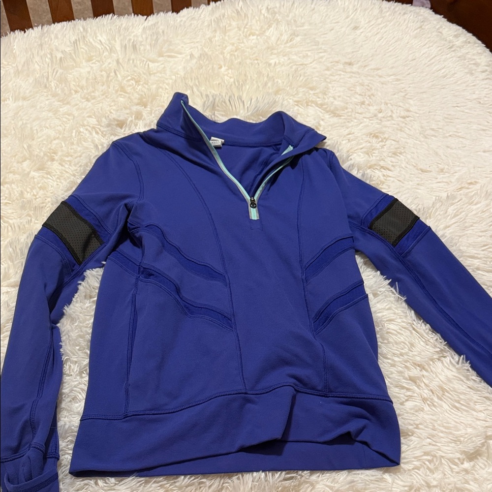 Kids Long Sleeve Quarter-Zip Top in Deep Blue